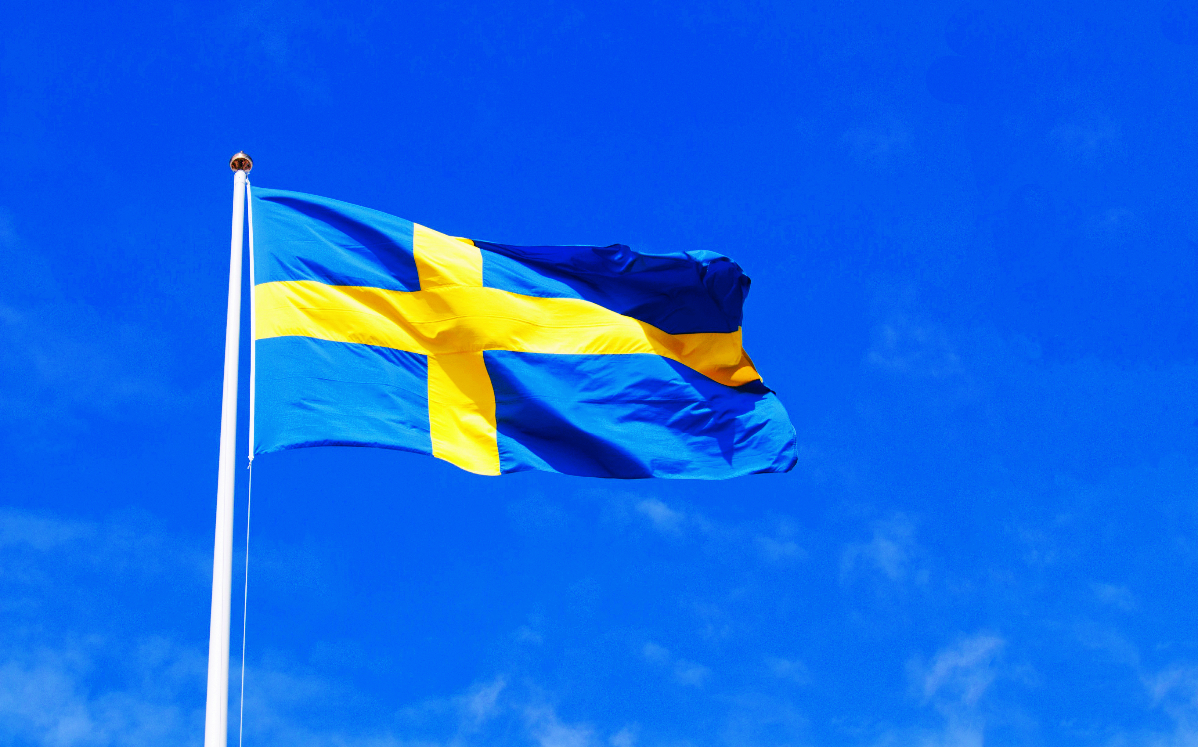 svensk flagga vajar i vinden