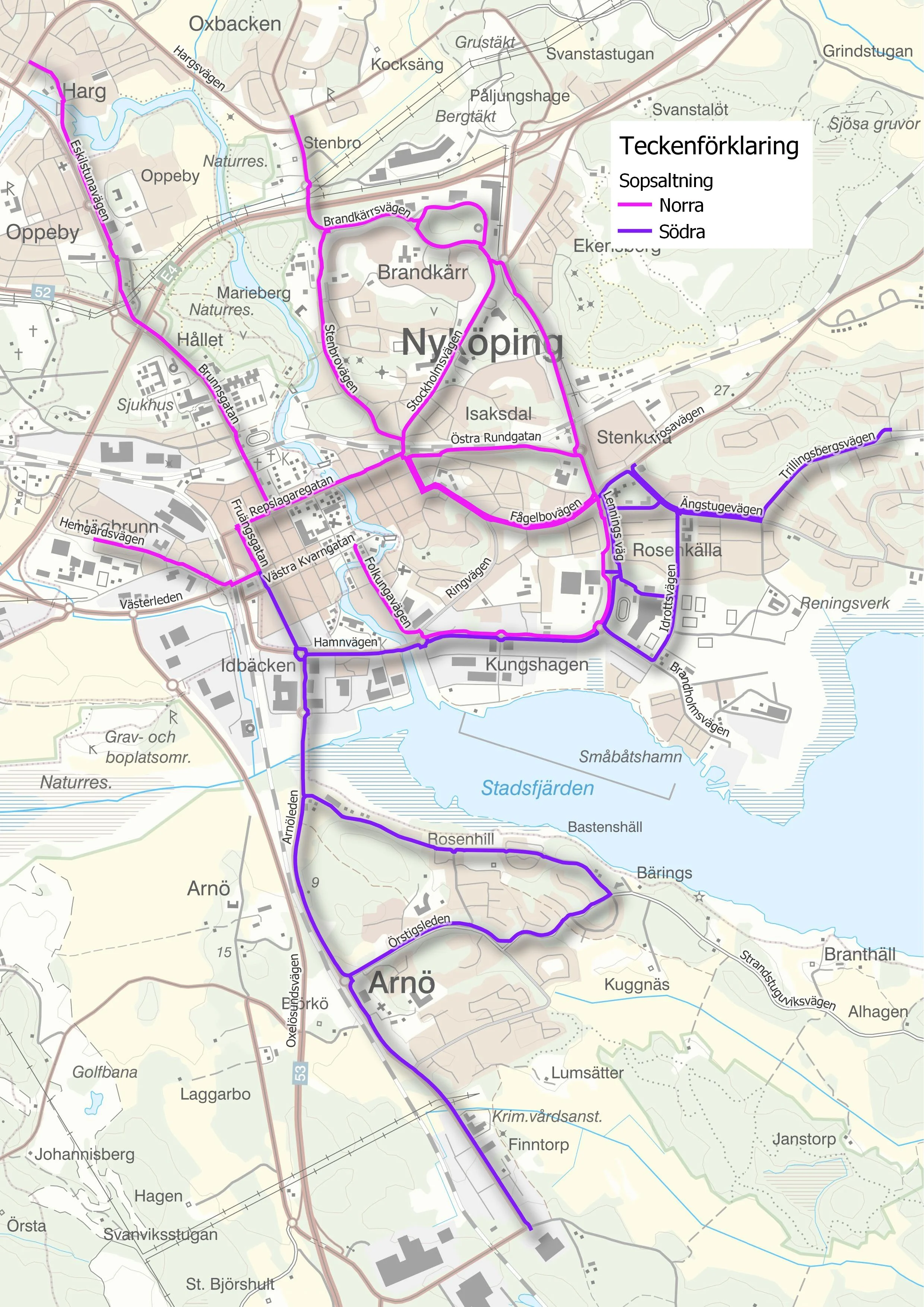 sopsaltade gång- och cykelvägar