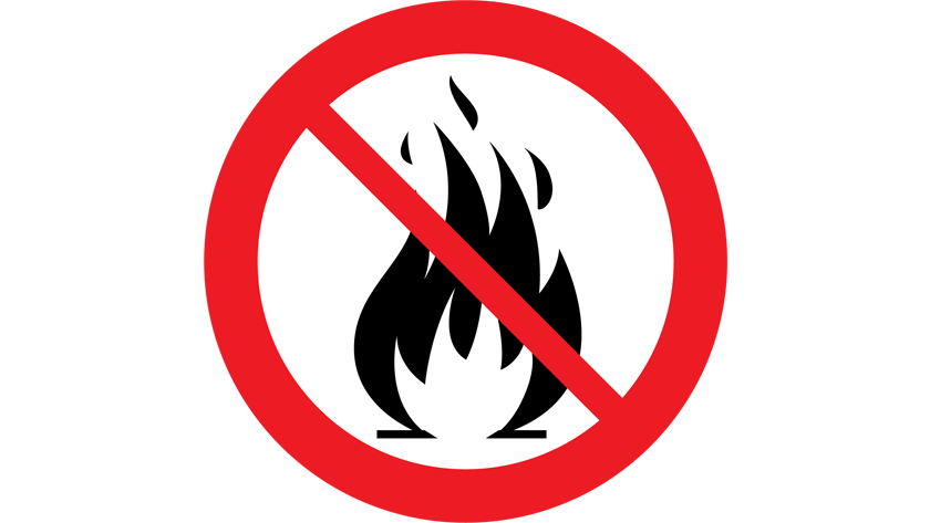 Symbol. Eldsflamma som är överkryssad. Symbol. Eldsflamma som är överkryssad.